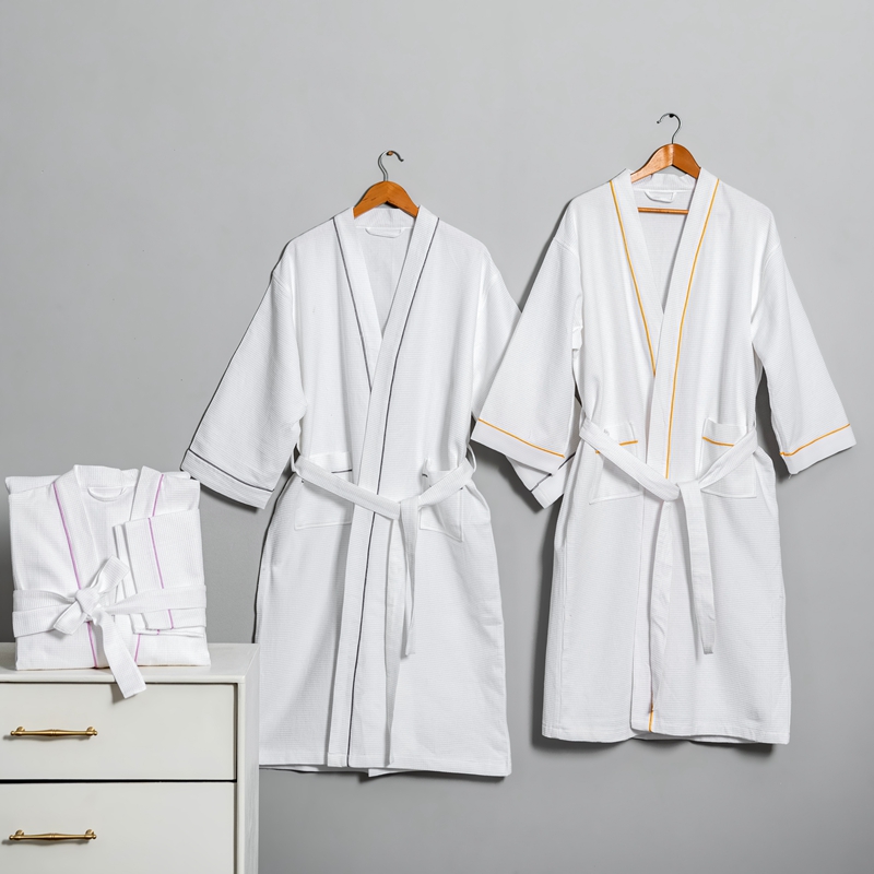 100% Cotton Pure Waffle Beaga Kimono Collar Hotel Bathrobe