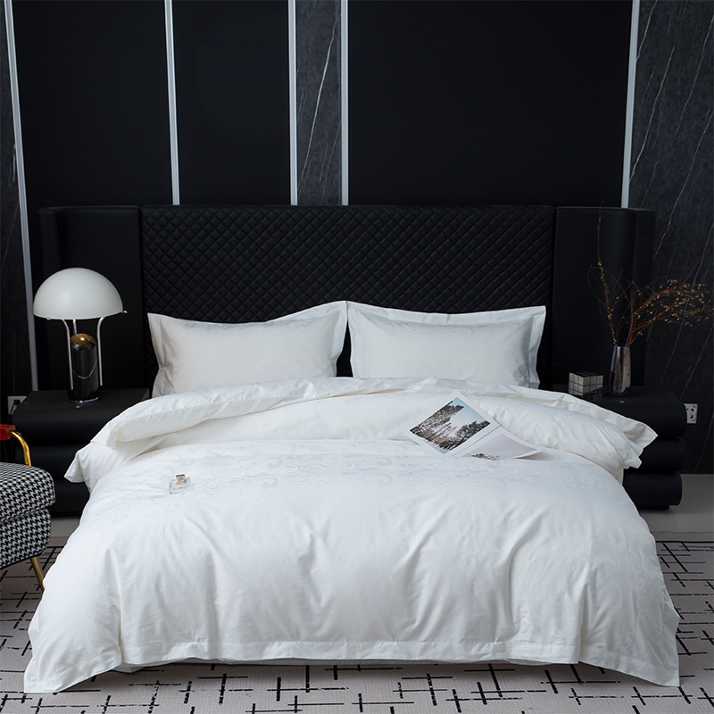 Jacquard Nua 100% Cotton Sateen White Hotel Linen Leapa Leapa Leapa Leapa Leapa